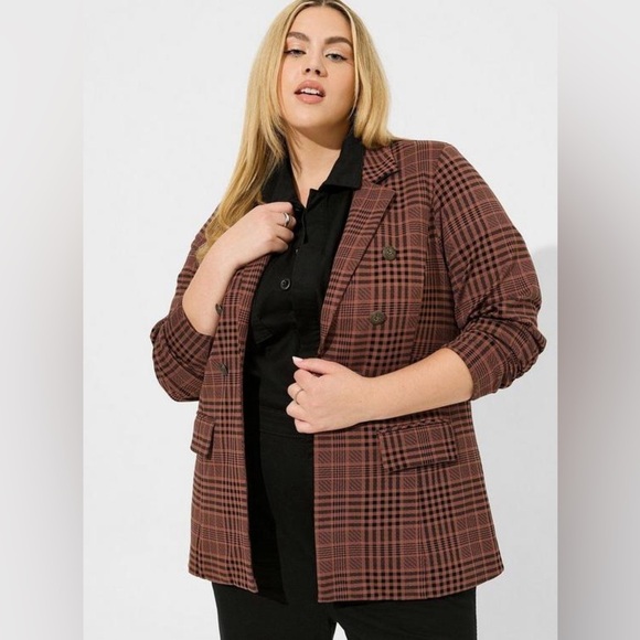 Torrid Brown Ponte Double Breasted Relaxed Blazer 1X - Picture 1 of 8